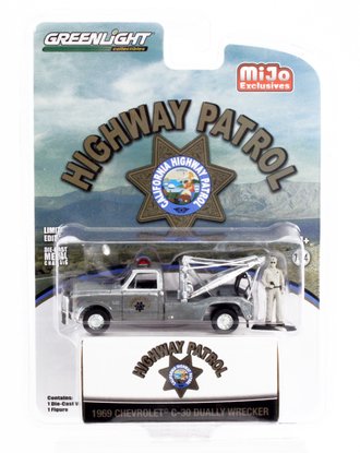 Green Light Modeliukas 1969 Chevrolet C-30 Dually Wrecker *Highway Patrol*, black/white CHASE (yra sandėlyje)