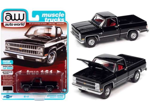 PRE-ORD3R Auto World Modeliukas 1982 Chevrolet Silverado 10, midnight black