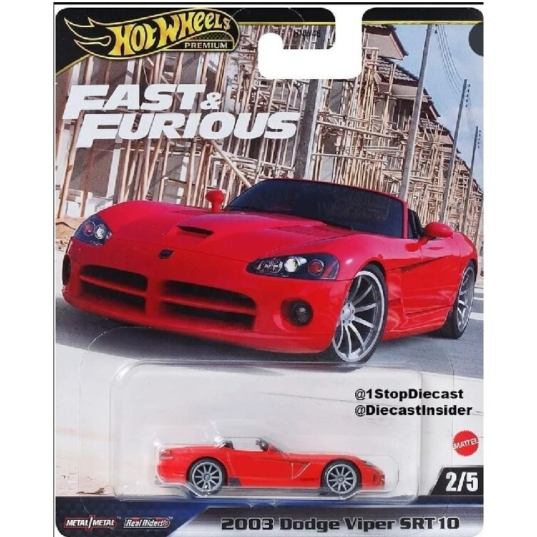 Hot Wheels Premium Fast and Furious Modeliukas 2003 Dodge Viper SRT10 (yra Sandėlyje)