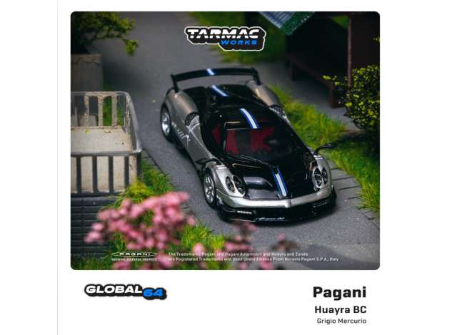 PRE-ORD3R Tarmac Modeliukas 1/64 Pagani Huayra BC, grigio mercurio