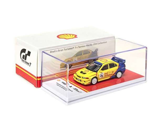 PRE-ORD3R Tarmac Modeliukas 1/64 1999 Mitsubisho Lancer Evo VI GSR, yellow/blue