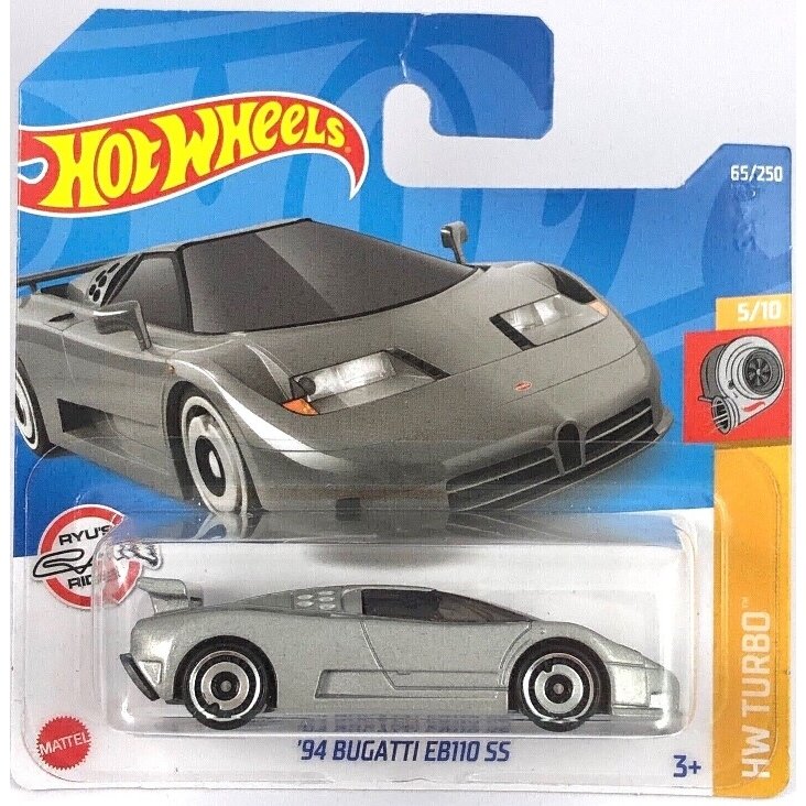 SU KAINOŽENKLIU Hot Wheels Modeliukas '94 Bugatti EB110 SS Silver HW Turbo 2022 #65  (yra Sandėlyje)