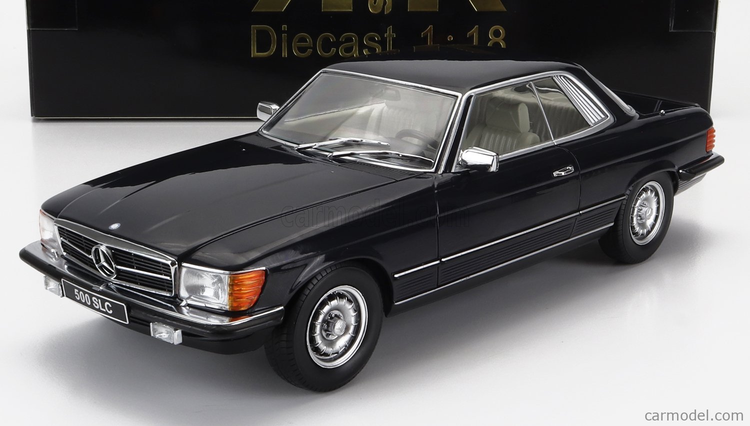 PRE-ORD3R KK Scale Modeliukas 1/18 1981 Mercedes Benz 500 SLC C107, dark blue