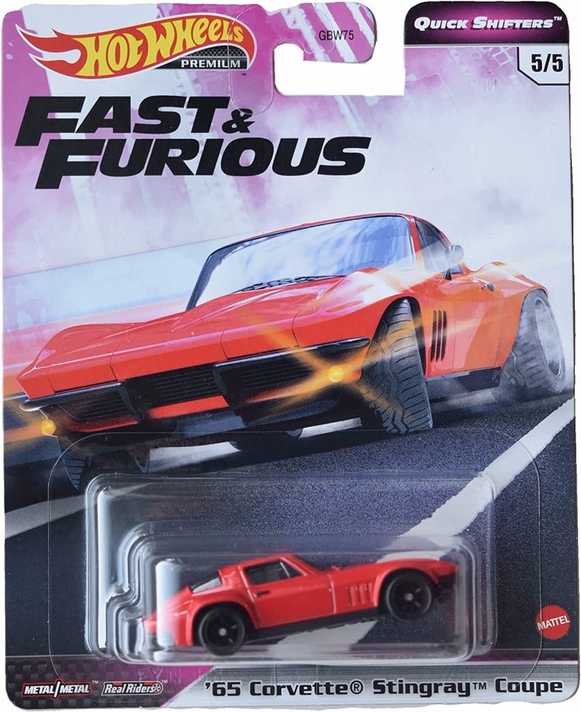 Hot Wheels Premium Modeliukas 1965 Corvette Stingray coupe F&F, red