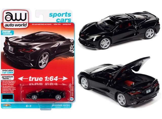 PRE-ORD3R Auto World Modeliukas 2020 Chevrolet Corvette, gloss black