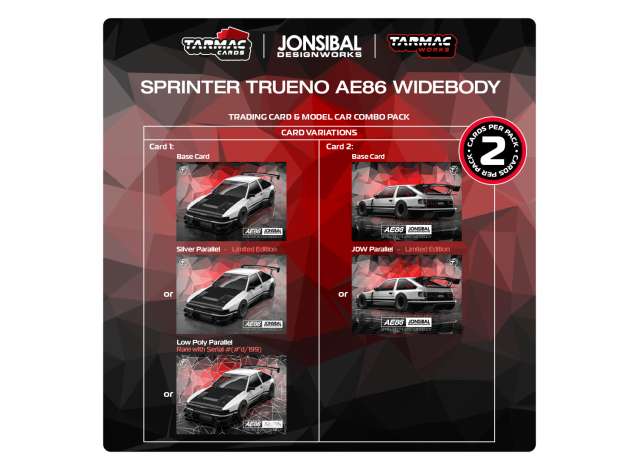 PRE-ORDER Tarmac Modeliukas 1/64 Toyota Sprinter Trueno AE86 Widebody by Jon Sibal, white/black