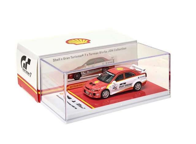 PRE-ORD3R Tarmac Modeliukas 1/64 1998 Mitsubishi Lancer Evolution V GSR, red/white
