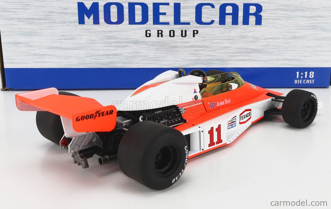 PRE-ORD3R MCG Modeliukas 1/18 1976 McLaren-Ford M23 #11 1st GP France, white/orange