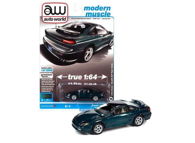 PRE-ORD3R Auto World Modeliukas 1992 Dodge Stealth R/T Twin Turbo, emerald green with black roof