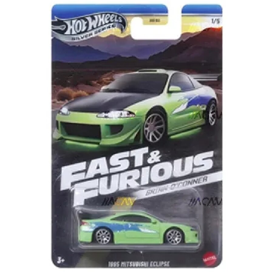 Hot Wheels Mainline Brian O`Conner Fast and Furious 2024 Modeliukas 1995 Mitsubishi Eclipse Brian, green (yra Sandėlyje)