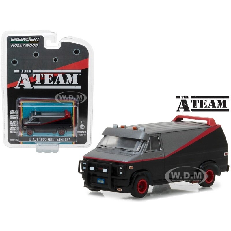 Green Light Modeliukas 1983 GMC Vandura *The A-Team* (1983-87 TV Series) Hollywood series 19, black/red/grey