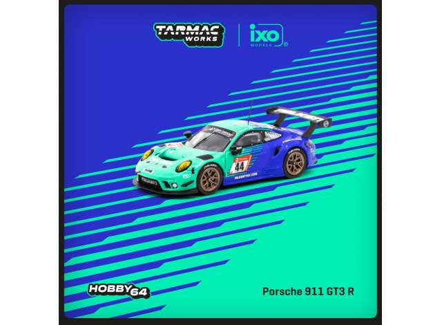 Tarmac Works Modeliukas 2019 Porsche 911 GT3 R #44 K. Bachler/J. Bergmeister/M. Ragginger/D. Werner Nürburgring 24h, green/blue