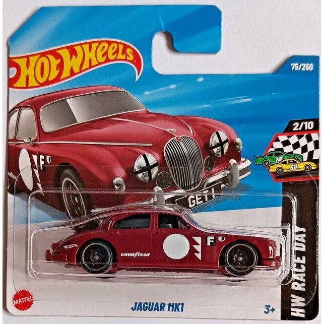 Hot Wheels Mainline Modeliukas Jaguar MK1 dark red short card (yra Sandėlyje)