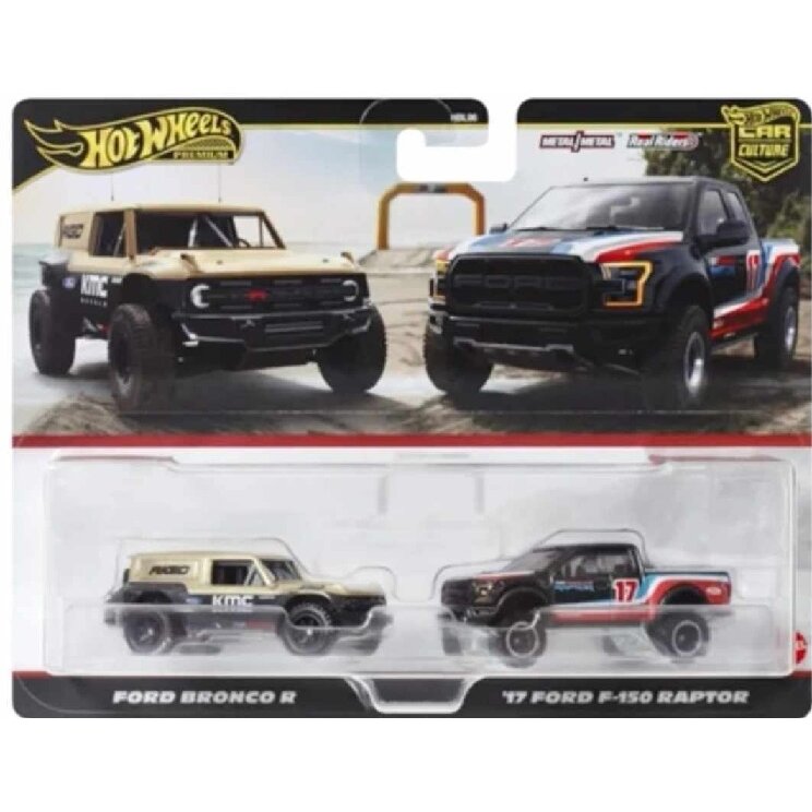 PRE-ORDER Hot Wheels Premium 2-pack Modeliukas 2017 Ford F150 Raptor & Ford Bronco R