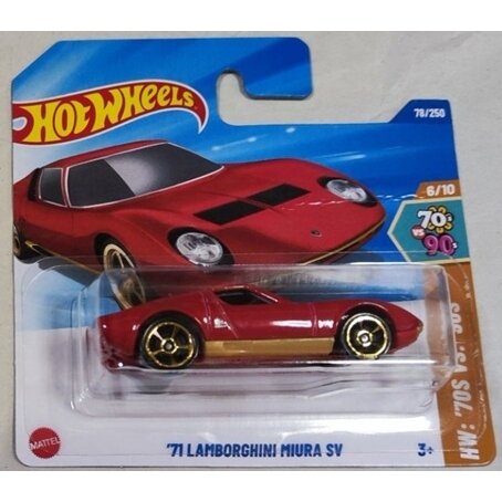 Hot Wheels Mainline Modeliukas 71 Lamborghini Miura red (yra Sandėlyje)