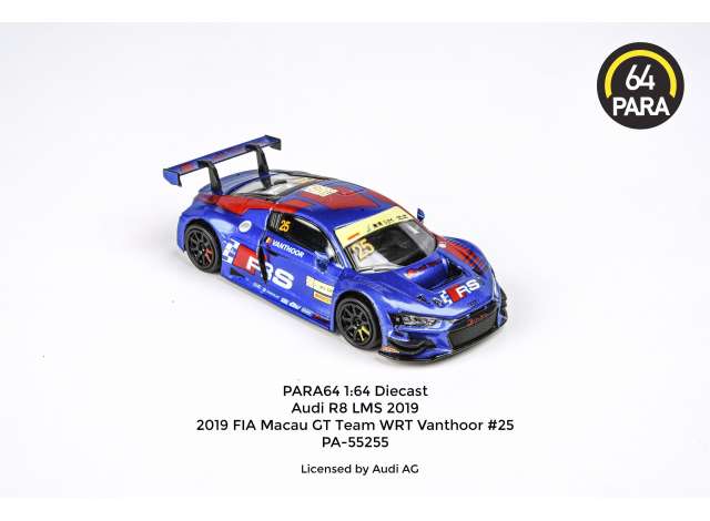 PRE-ORD3R Para64 Modeliukas 2019 Audi R8 LMS EVO #25 FIA Macau WRT van Thoor (cars in a deluxe Acrylic window box)