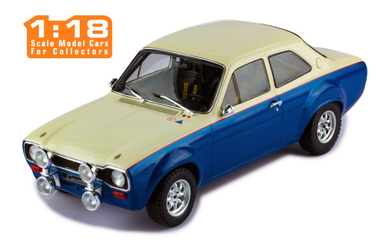 PRE-ORD3R IXO Models Modeliukas 1/18 1974 Ford Escort MK1 RS 1600, white/blue