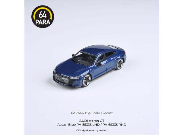 PRE-ORD3R Para64 Modeliukas 1/64 Audi E-Tron GT *Left Hand Drive*, ascari blue (cars in a deluxe Acrylic window box)