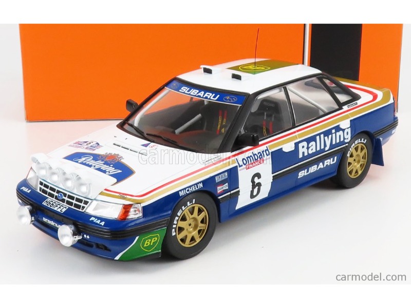 PRE-ORD3R IXO Models Modeliukas 1/18 1991 Subaru Legacy RS #6 M.Alen/I.Kivimäki Rallye WM RAC Rally, white/blue