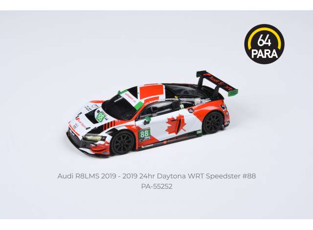 PRE-ORD3R Para64 Modeliukas 2019 Audi R8 LMS EVO #88 Speedstar 24hr Daytona WRT, black/red/white (cars in a deluxe Acrylic window box)