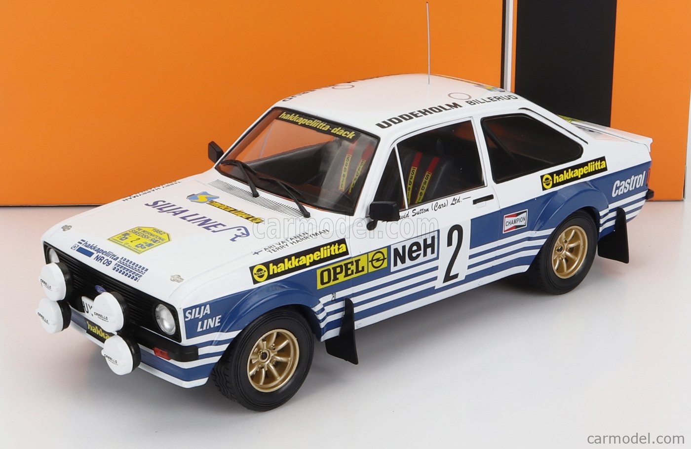 PRE-ORD3R IXO Models Modeliukas 1/18 1982 Ford Escort MK II RS 1800 #2 Rally Schweden, A.Vatanen/T.Harryman