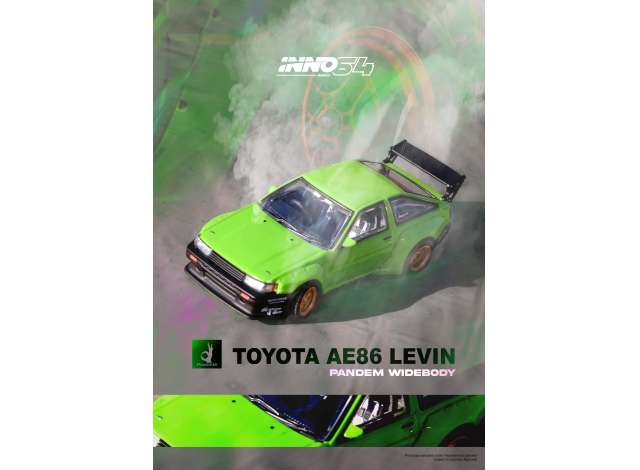 PRE-ORD3R Inno64 Modeliukas 1/64 Toyota AE86 Levin *Pandem Rocket Bunny*, green