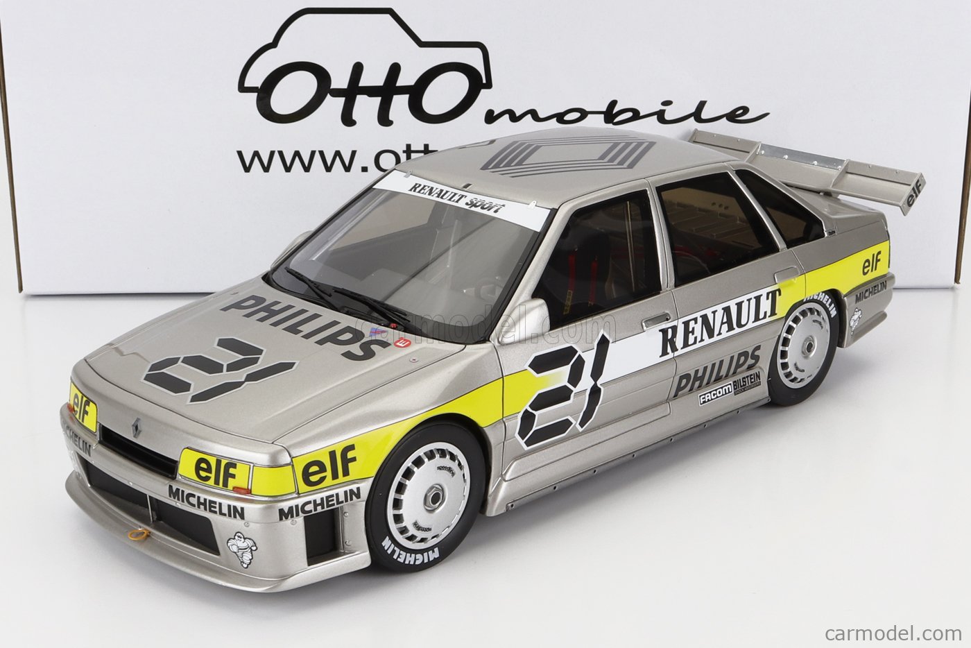 PRE-ORD3R OttOmobile Miniatures Modeliukas 1/18 1988 Renault 21 Super Production *Resin series*, silver/yellow