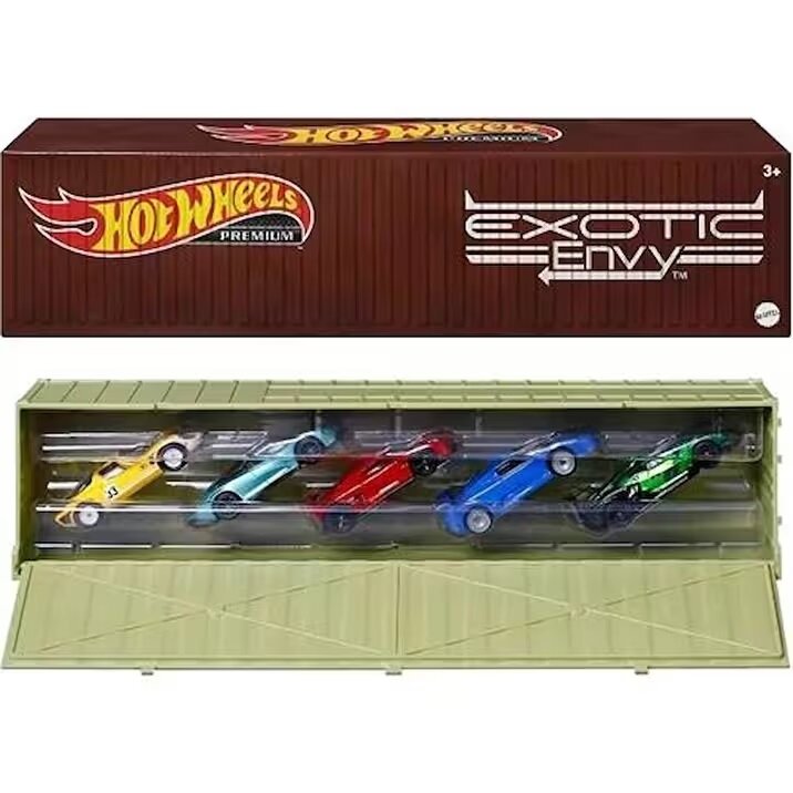 Hot Wheels Premium Exotic Envy Car Culture in Special Container Modeliukų rinkinys (Lamborghini Essenza,Bugatti EB110,Koenigsegg Agera,Alfa Romeo Stradale,McLaren Speedtail) (yra Sandėlyje)