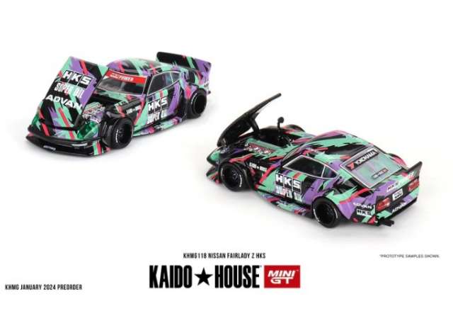 Mini GT Modeliukas 1969 Nissan Fairlady Z HKS, green/purple/red/black (yra Sandėlyje)