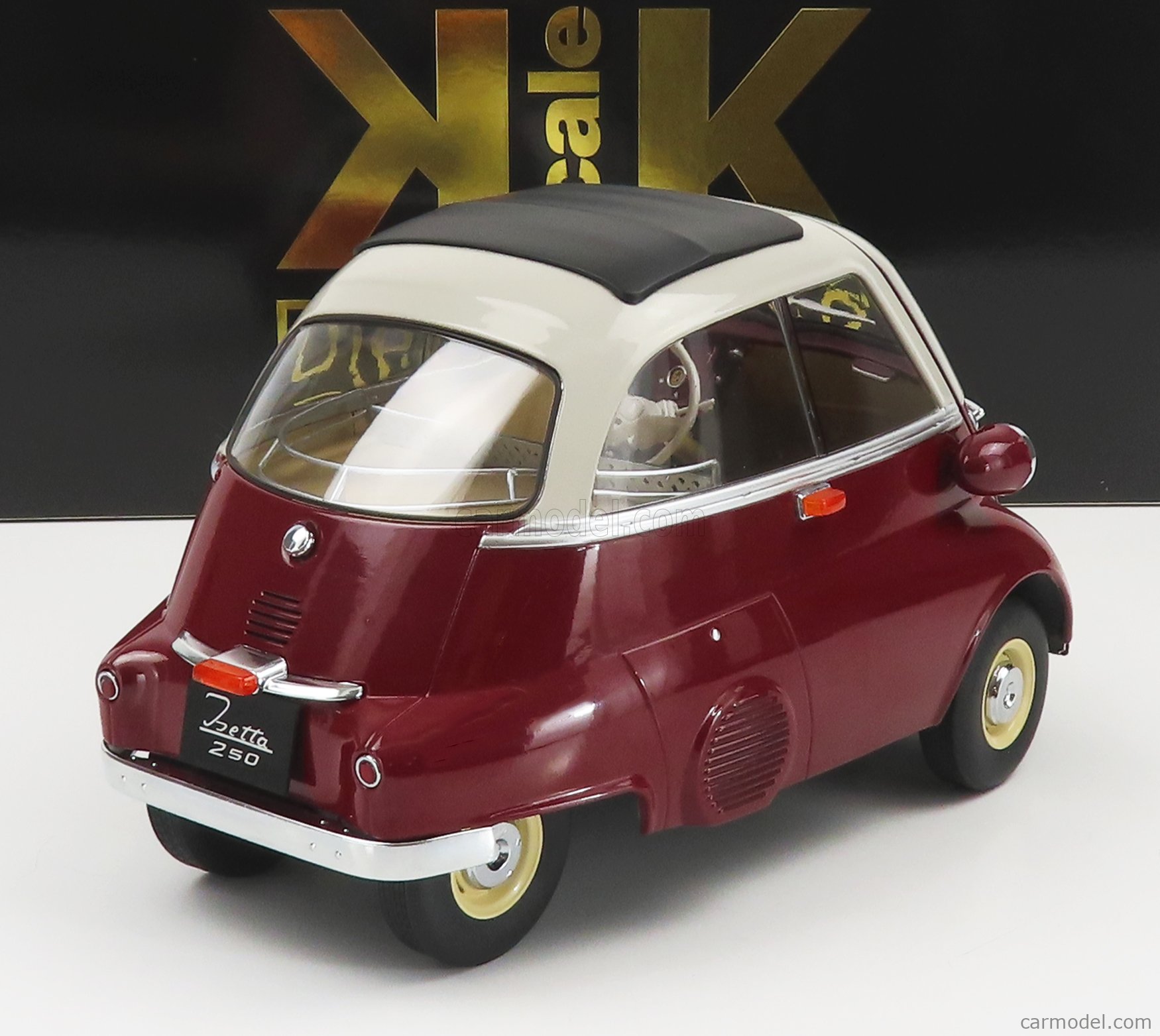 PRE-ORD3R KK Scale Modeliukas 1/12 1959 BMW 250 Isetta, dark red/light grey