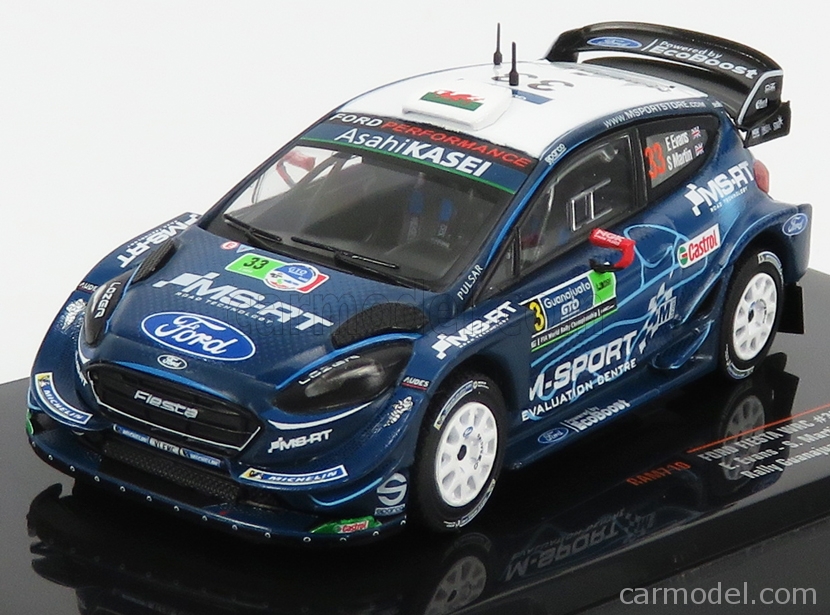 PRE-ORD3R IXO Models Modeliukas 2019 Ford Fiesta WRC #33 Evans/Mart Rally Mexico, blue/black