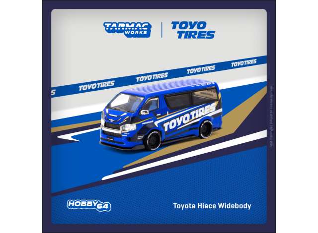PRE-ORD3R Tarmac Modeliukas 1/64 Toyota Hiace Widebody *Toyo Tires*, blue/white
