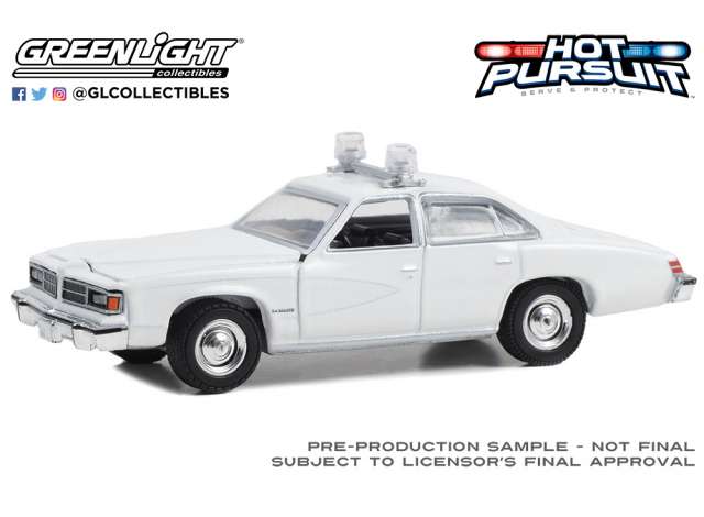 PRE-ORD3R GreenLight Modeliukas 1976-77 Pontiac LeMans Enforcer, white