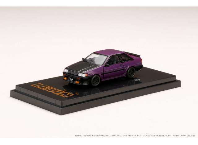 PRE-ORD3R Hobby Japan Modeliukas Toyota Corolla Levin GT APEX 2door AE86 with Carbon Bonnet, purple/black