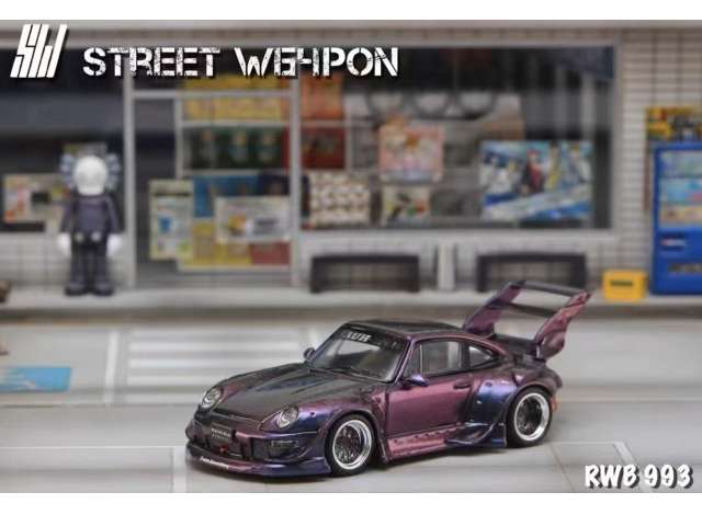 Street Weapon Modeliukas 1/64 RWB 993, chameleon high tail, purple (yra Sandėlyje)