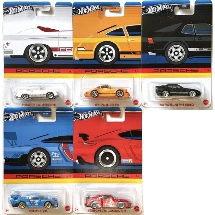 Hot Wheels Porsche Celebration Modeliukas Porsche Set (Porsche 356 Speedster, 911, 944 Turbo, 935, 718 Cayman GT4)
