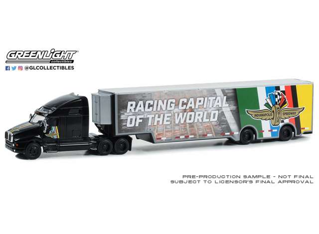 PRE-ORD3R GreenLight Modeliukas Kenworth T2000 Indianapolis Motor Speedway Wheel, Wings & Flag Transporter,