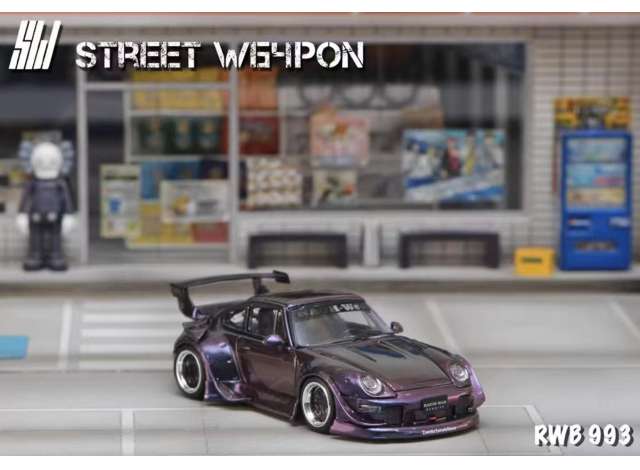 Street Weapon Modeliukas 1/64 RWB 993, chameleon low tail, purple (yra Sandėlyje)
