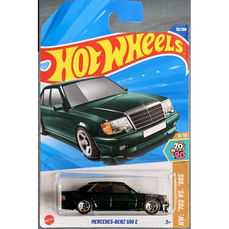 Hot Wheels Mainline Modeliukas Mercedes Benz 500 E Green Long Card (yra Sandėlyje)