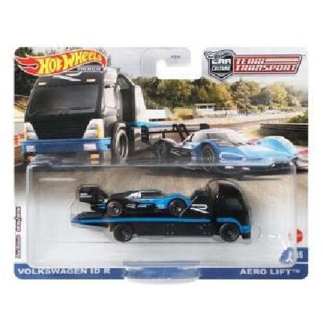 Hot Wheels Premium Team Transport Modeliukas Volkswagen ID R & Aero Lift Truck, blue/black