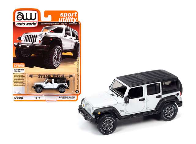 Auto World Modeliukas 2018 Jeep Wrangler JK Unlimited Sport (4 door), gloss white with flat black