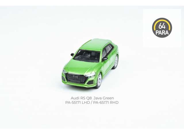 PRE-ORD3R Para64 Modeliukas Audi RS Q8 *Right Hand Drive*, java green (cars in a deluxe Acrylic window box)