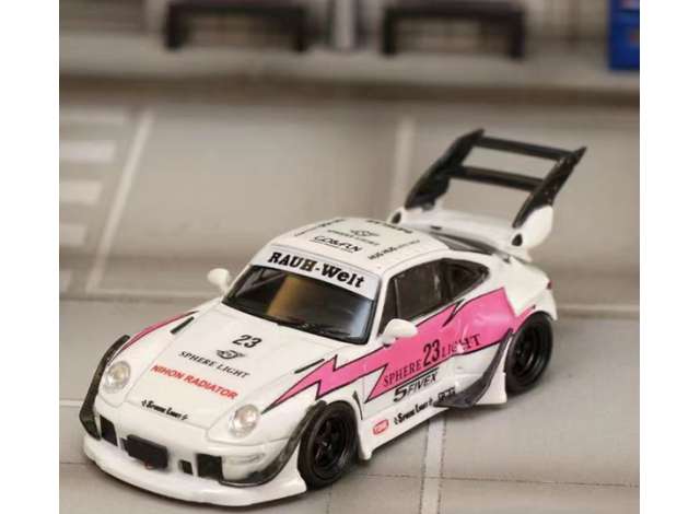 PRE-ORD3R Street Weapon Modeliukas 1/64 RWB 993 pink lighting low tail noctilucent, white/pink
