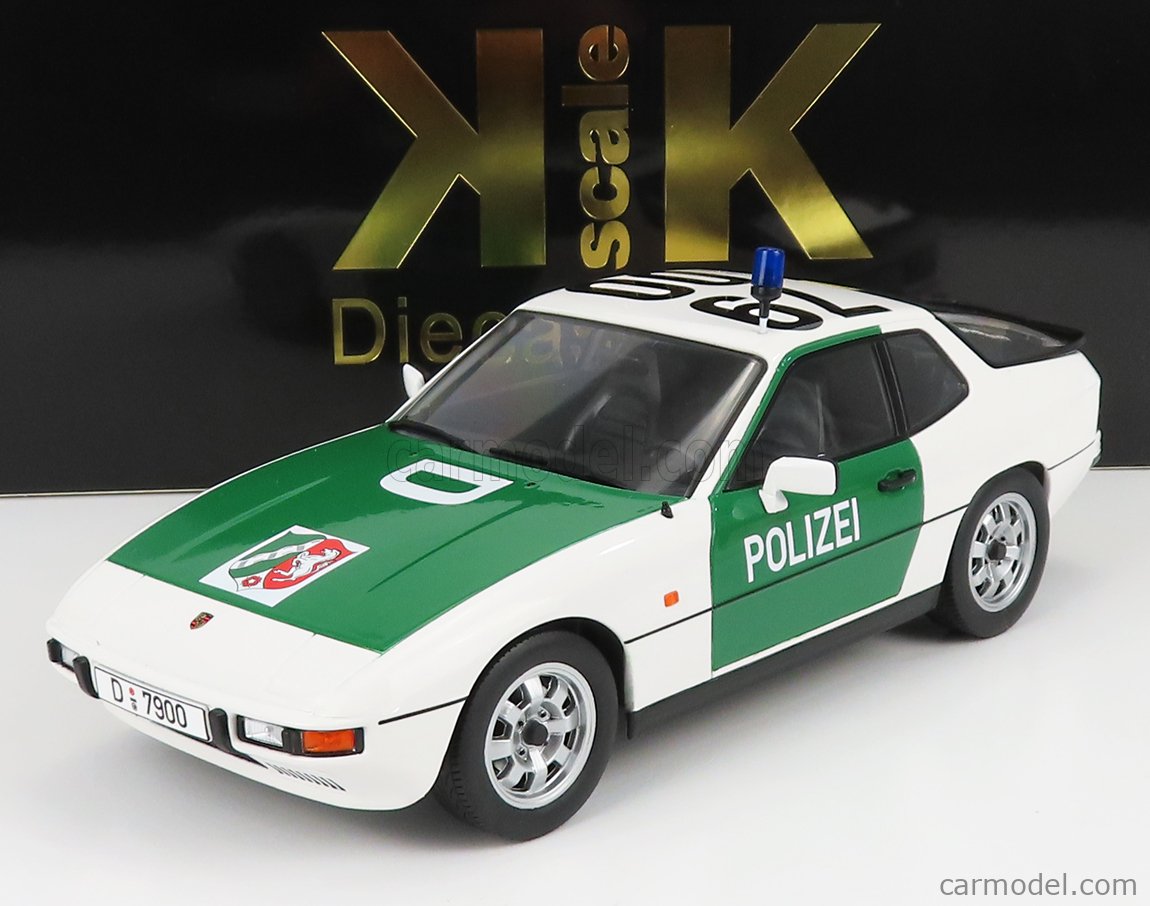 PRE-ORD3R KK Scale Modeliukas 1985 Porsche 924 Autobahnpolizei Dusseldorf, green/white