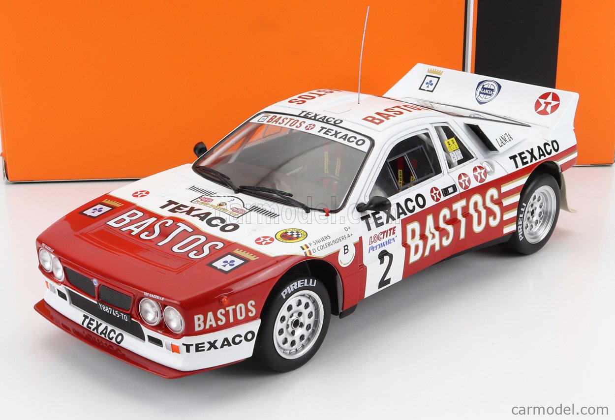 PRE-ORD3R IXO Models Modeliukas 1/18 Lancia 037 Bastos #2 P.Snijers/D.Colebunders Rally Ypres 1985, red/white