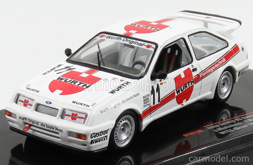 PRE-ORD3R IXO Models Modeliukas 1987 Ford Sierra RS Cosworth #11 Winkelhock/Biela WTCC, white/red
