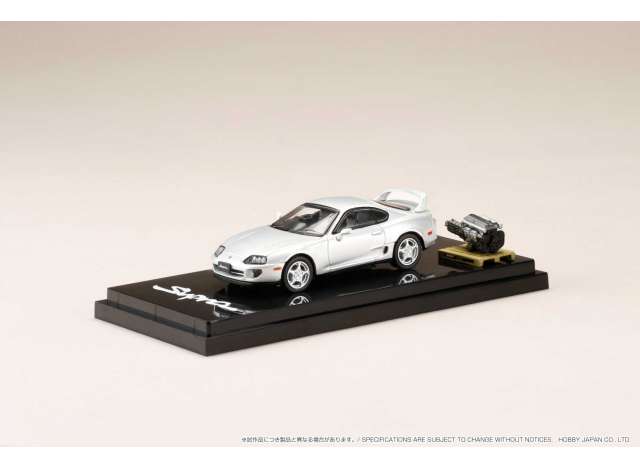 PRE-ORD3R Hobby Japan Modeliukas Toyota Supra RZ (A80) with Engine Display Model, silver metallic