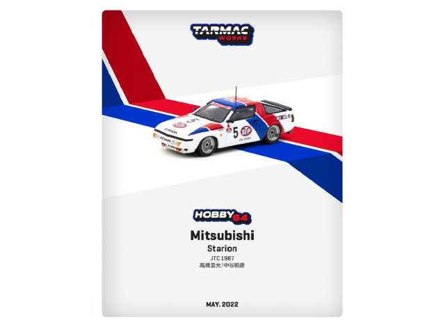 PRE-ORD3R Tarmac Works Modeliukas 1987 Mitsubishi Starion #5 Kunimitsu Takahashi/Akihiko Nakaya, white/red/blue