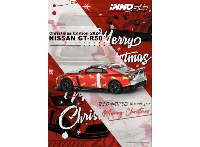 Inno64 Modeliukas 1/64 Nissan GT-R50 *XMAS 2024*, red (yra Sandėlyje)