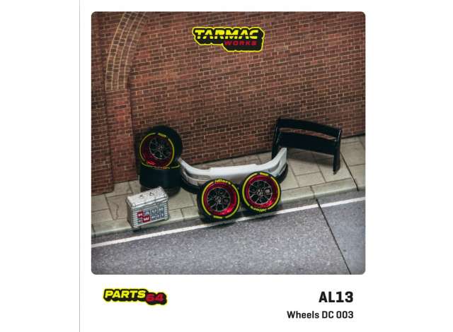PRE-ORD3R Tarmac Modeliukas 1/64 Wheels set AL13 Wheels DC 003 Package Includes: 4x Rims / 4x Tires / 2
